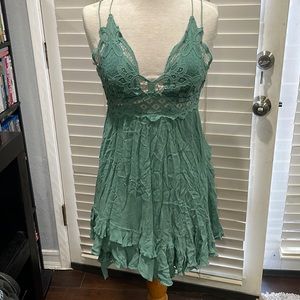 Free People green lace overlay mini dress